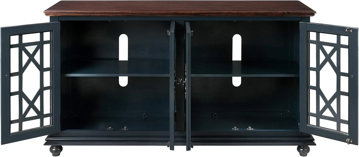 Martin Svensson Home Palisades TV Stand, 63" W x 35" H, Catalina Blue with Coffee Top