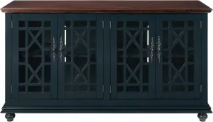 Martin Svensson Home Palisades TV Stand, 63" W x 35" H, Catalina Blue with Coffee Top