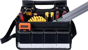 MARUTAI 14'' Small Open Top Tool Bag, Tool Tote Bag with Handle，18 Pockets small Foldable Tool Bag Organizer， Tools Bags for Men Heavy Duty for Electricians, Plumbers