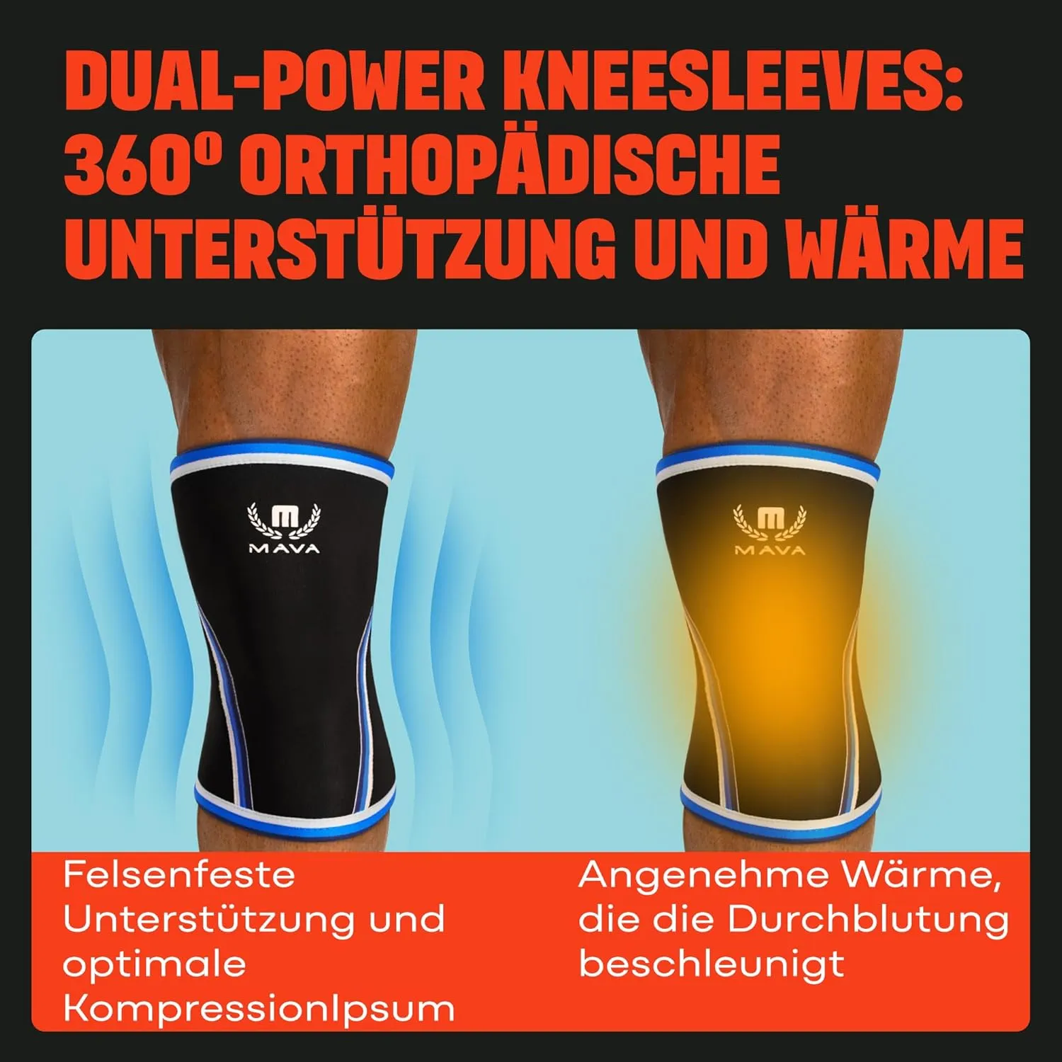 Mava Sports Knee Sleeves Weightlifting Men & Women, 7mm Neoprene Knee Sleeves for Women and Men, Ideal for Cross Training WOD, Squats, Powerlifting
