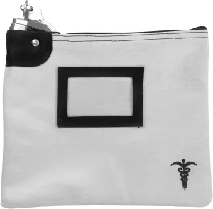 Medication Bag Heavy Canvas Standard Keyed Lock with Card Holder White
