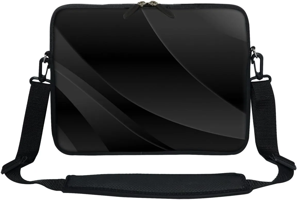 Meffort Inc 12 Inch Neoprene Laptop Sleeve Bag - Water Resistant, Hidden Handle, Adjustable Shoulder Strap, Dual Zipper, Fits Up to 11.6” - 12" Laptops - Black Gray