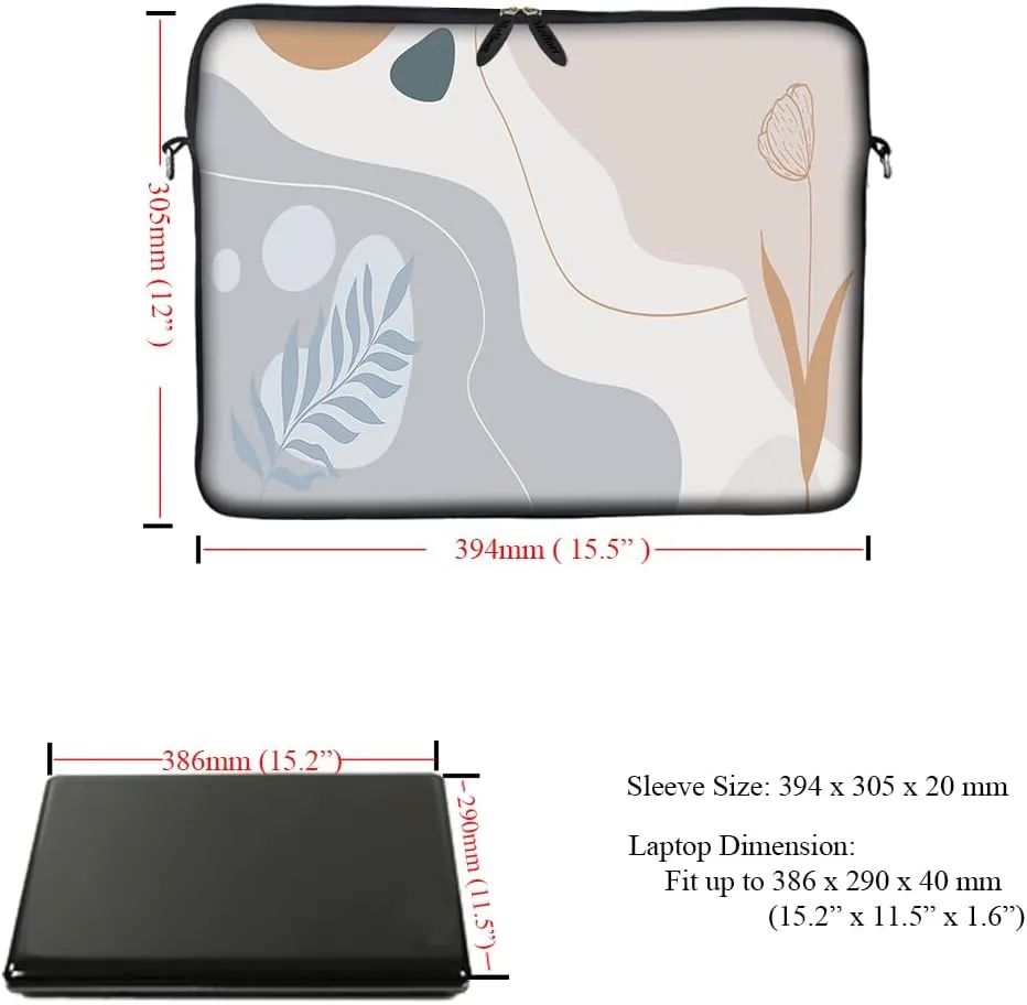 Meffort Inc 15 15.6 inch Neoprene Laptop Sleeve Bag Carrying Case with Hidden Handle and Adjustable Shoulder Strap - Abstract Arts