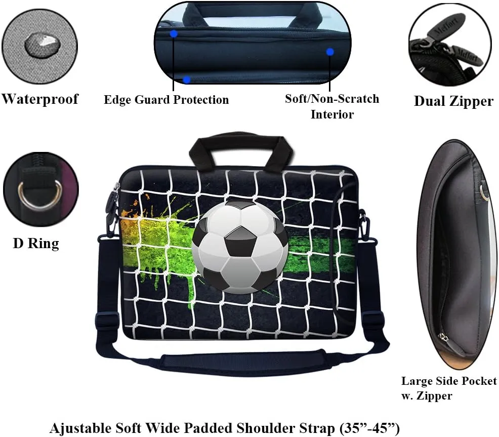 Meffort Inc 15.6 Inch Neoprene Laptop Bag - Water Resistant, Reinforced Zipper, Extra Pocket, Fits 15" to 15.6" Laptops