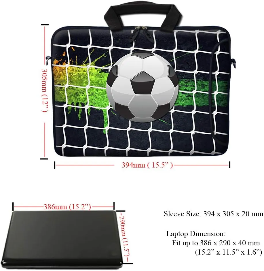 Meffort Inc 15.6 Inch Neoprene Laptop Bag - Water Resistant, Reinforced Zipper, Extra Pocket, Fits 15" to 15.6" Laptops