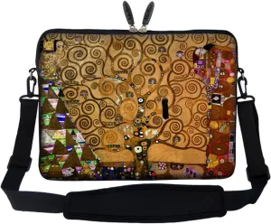 Meffort Inc 17 17.3 inch Neoprene Laptop Sleeve Bag Carrying Case with Hidden Handle and Adjustable Shoulder Strap - Klimt Tree of Life