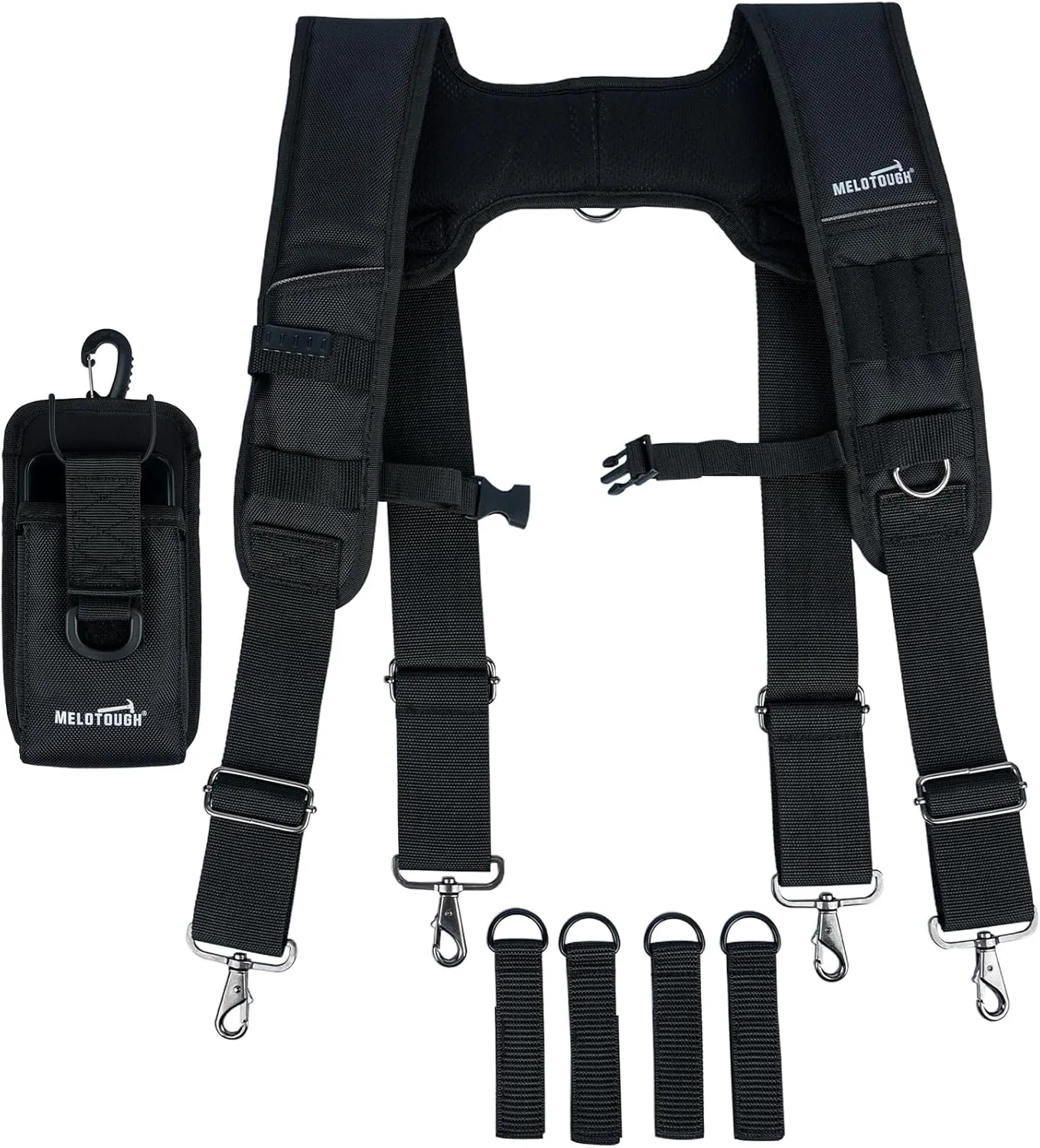 MELOTOUGH Tool Belt Suspenders Construction Bag Suspenders Padded Work belt Suspenders for Carpenter/Electrician/Roofing/Farmer work Suspension Rig(H Back)