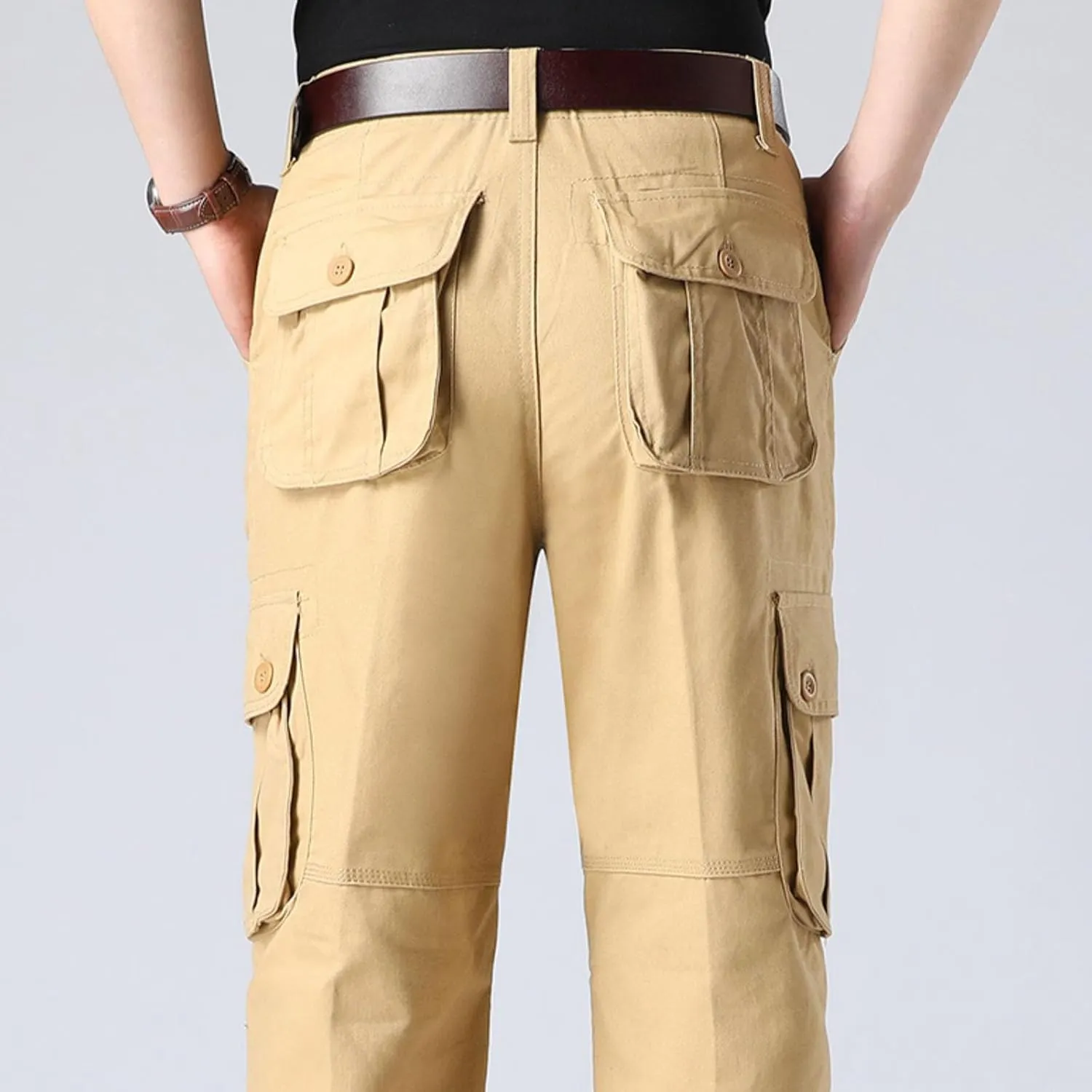 Men Outdoor Cargo Pant Straight Leg Basic Casual Tactical Pant Hiking Classic Fit Jogger with Multi Pockets