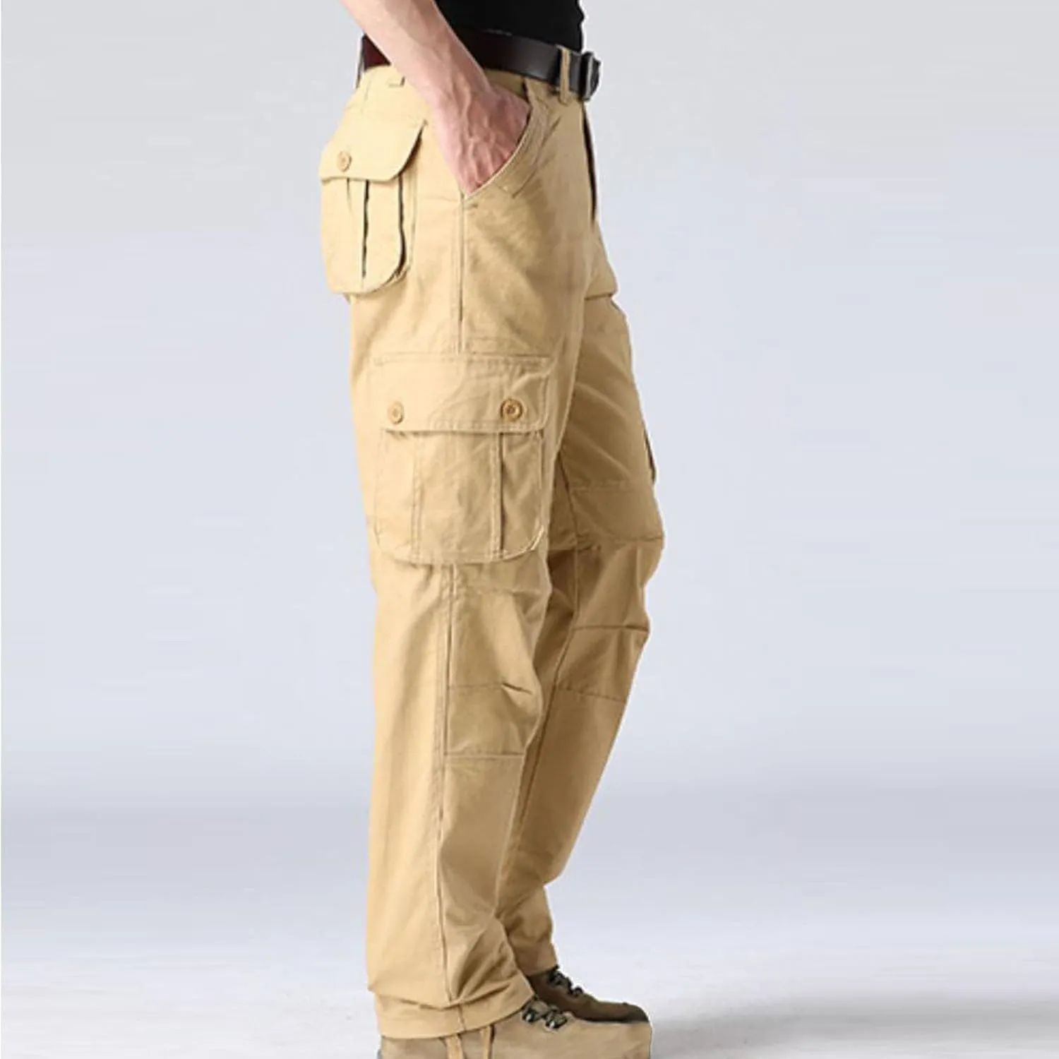 Men Outdoor Cargo Pant Straight Leg Basic Casual Tactical Pant Hiking Classic Fit Jogger with Multi Pockets