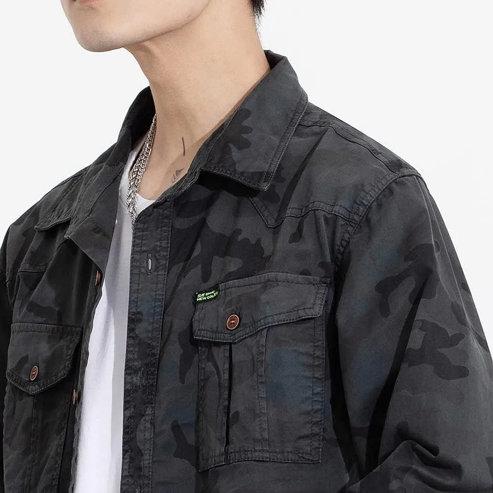 Men's Camouflage Military Shirts Relaxed Fit Multi Pockets Cotton Long Sleeves Shirts