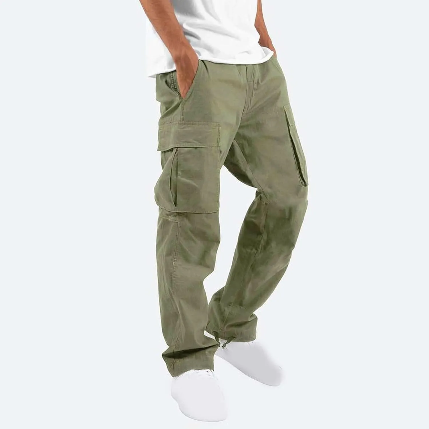 Mens Cargo Pants Casual Baggy Utility Work Hiking Joggers Athletic Big and Tall Sweatpants with Multi Pockets