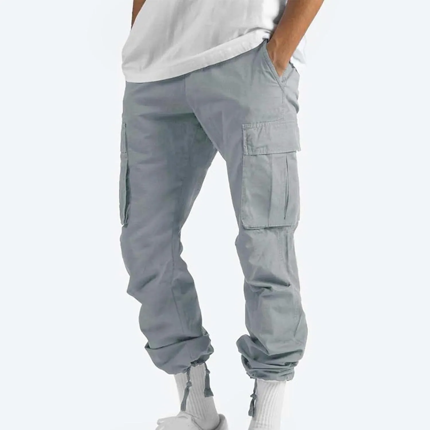 Mens Cargo Pants Casual Baggy Utility Work Hiking Joggers Athletic Big and Tall Sweatpants with Multi Pockets