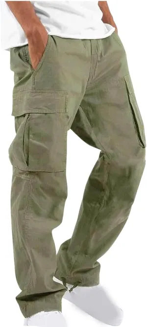 Mens Cargo Pants Casual Baggy Utility Work Hiking Joggers Athletic Big and Tall Sweatpants with Multi Pockets