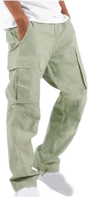 Mens Cargo Pants Casual Baggy Utility Work Hiking Joggers Athletic Big and Tall Sweatpants with Multi Pockets