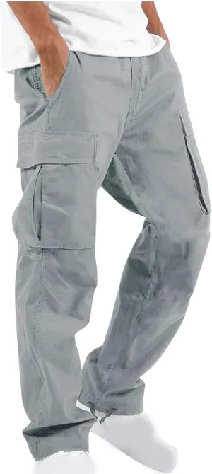 Mens Cargo Pants Casual Baggy Utility Work Hiking Joggers Athletic Big and Tall Sweatpants with Multi Pockets
