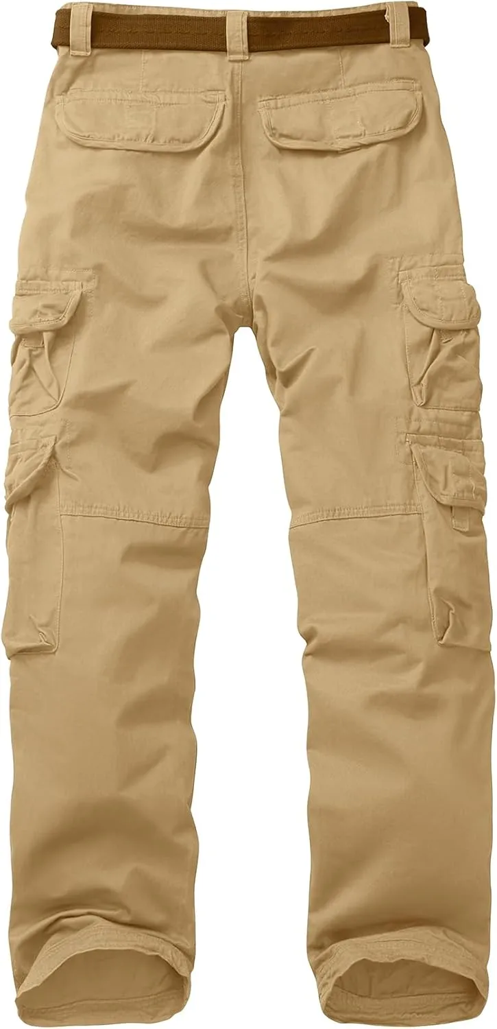 Men's Cargo Pants Cotton Ripstop Hiking Work Pants Comfort Casual Outdoor Pants with Multi Pockets