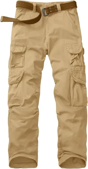 Men's Cargo Pants Cotton Ripstop Hiking Work Pants Comfort Casual Outdoor Pants with Multi Pockets