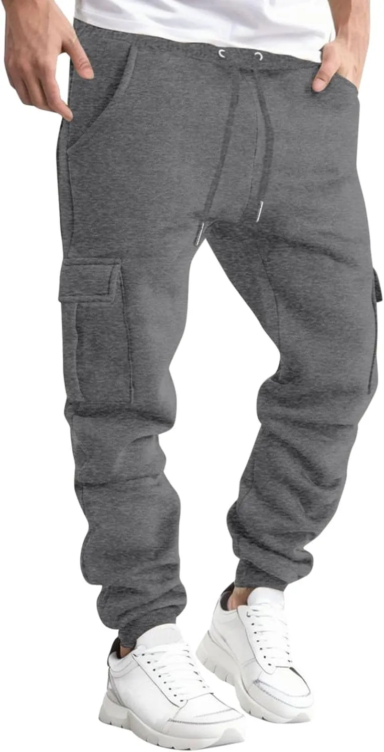 Mens Cargo Sweatpants Overalls Casual Pocket Sport Work Casual Trouser Pants Trousers Athletic Loose Fit