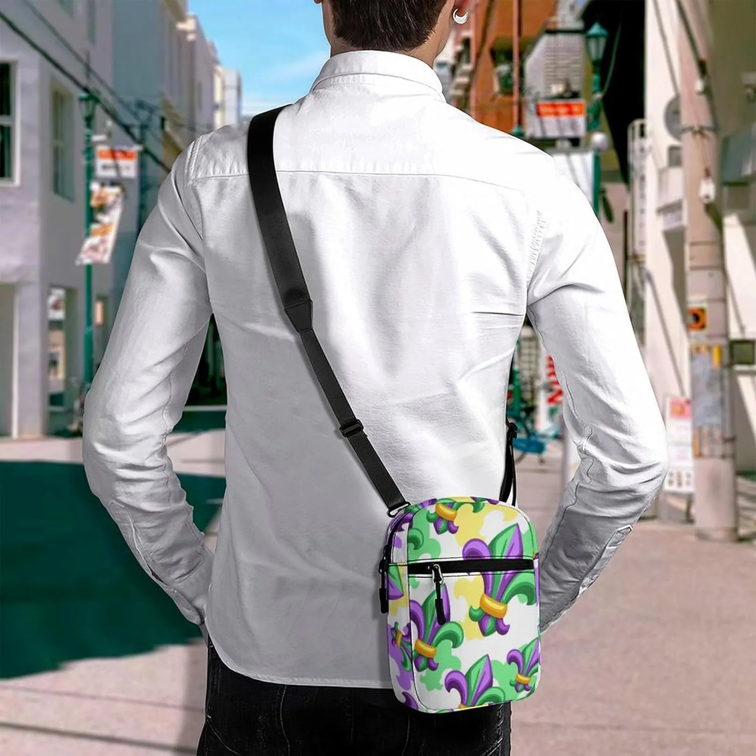 Mens Crossbody Zipper Bag, Small Shoulder Bag Zipper Travel Phone Pouch Wallet Waterproof Mini Purse