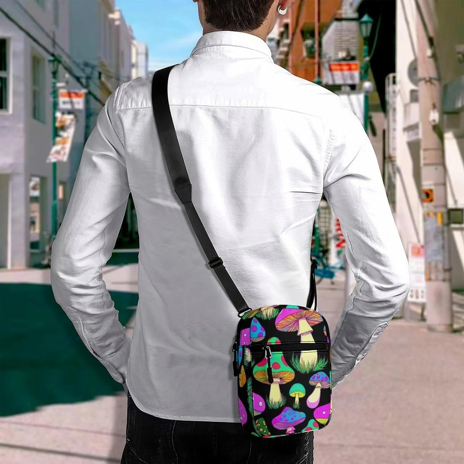 Mens Crossbody Zipper Bag, Small Shoulder Bag Zipper Travel Phone Pouch Wallet Waterproof Mini Purse