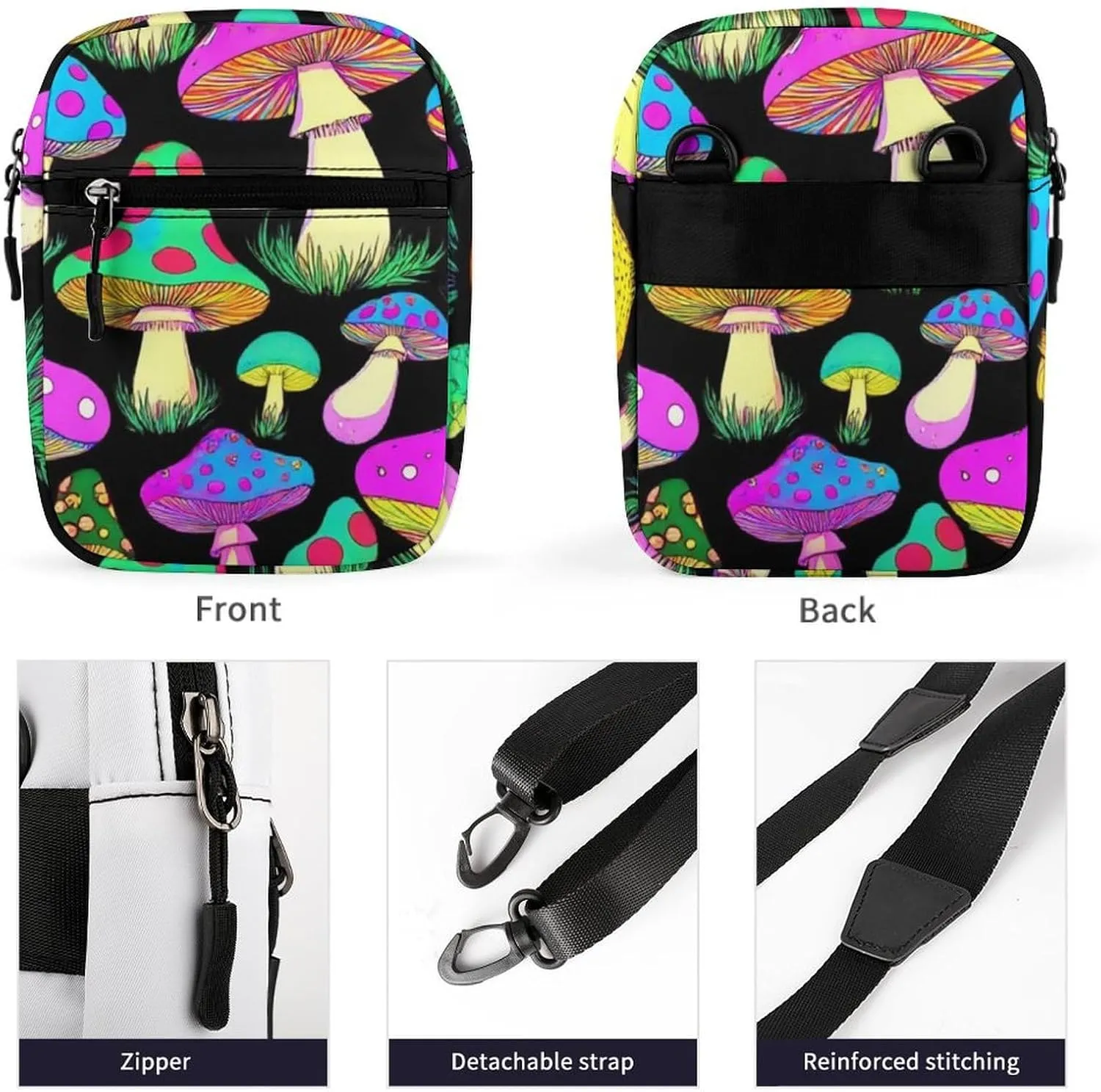 Mens Crossbody Zipper Bag, Small Shoulder Bag Zipper Travel Phone Pouch Wallet Waterproof Mini Purse