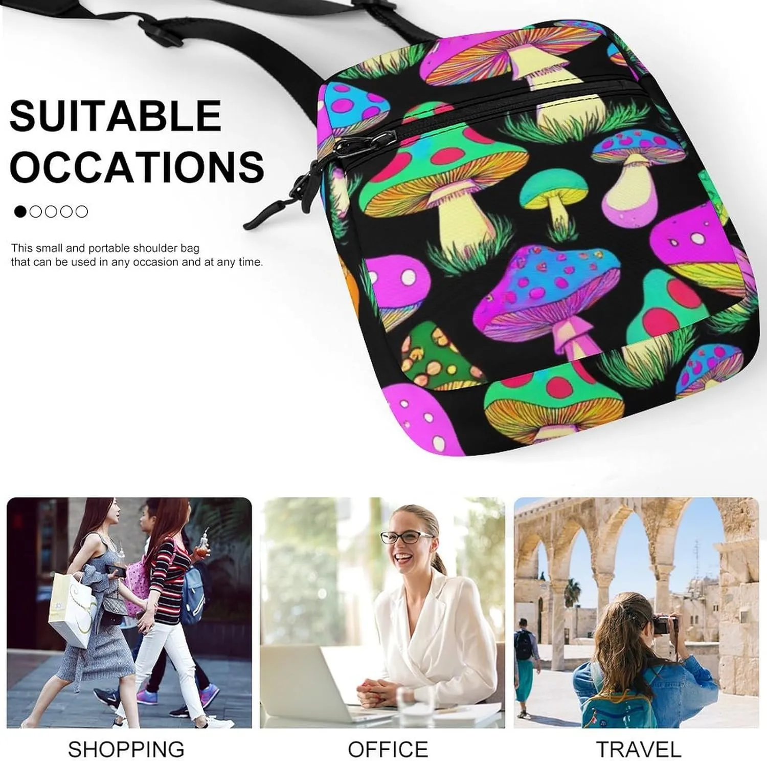 Mens Crossbody Zipper Bag, Small Shoulder Bag Zipper Travel Phone Pouch Wallet Waterproof Mini Purse