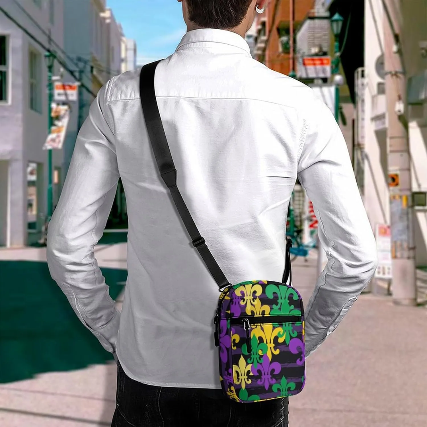 Mens Crossbody Zipper Bag, Small Shoulder Bag Zipper Travel Phone Pouch Wallet Waterproof Mini Purse