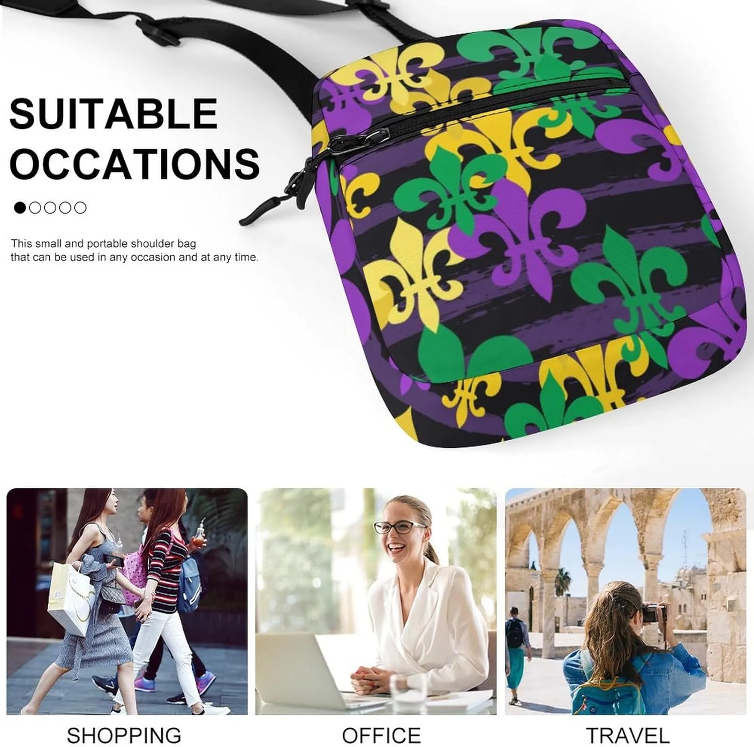 Mens Crossbody Zipper Bag, Small Shoulder Bag Zipper Travel Phone Pouch Wallet Waterproof Mini Purse