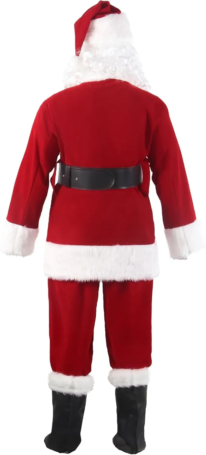Men's Deluxe Santa Suit 11pc. Christmas Adult Professional Santa Claus Outfit Xmas
