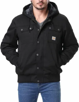 Men's Fit Relaxed Work Coat Fleece Lined Waterproof Workwear Winter Hooded Jacket with Multiple Pockets