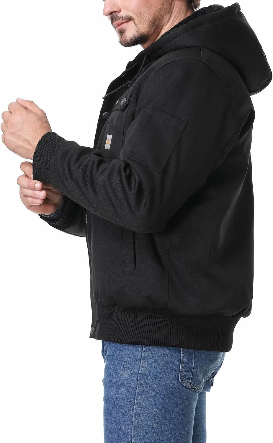 Men's Fit Relaxed Work Coat Fleece Lined Waterproof Workwear Winter Hooded Jacket with Multiple Pockets