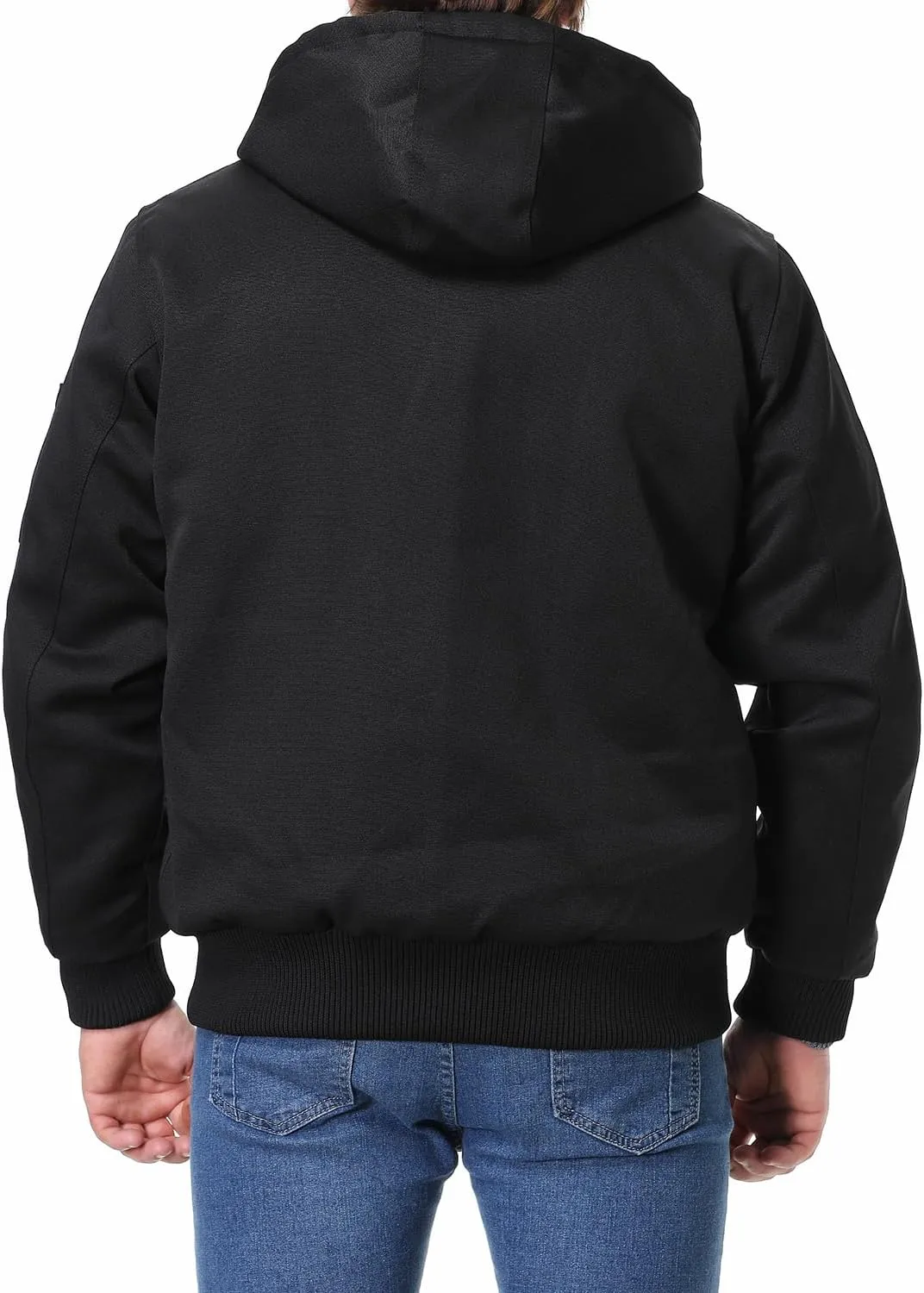 Men's Fit Relaxed Work Coat Fleece Lined Waterproof Workwear Winter Hooded Jacket with Multiple Pockets