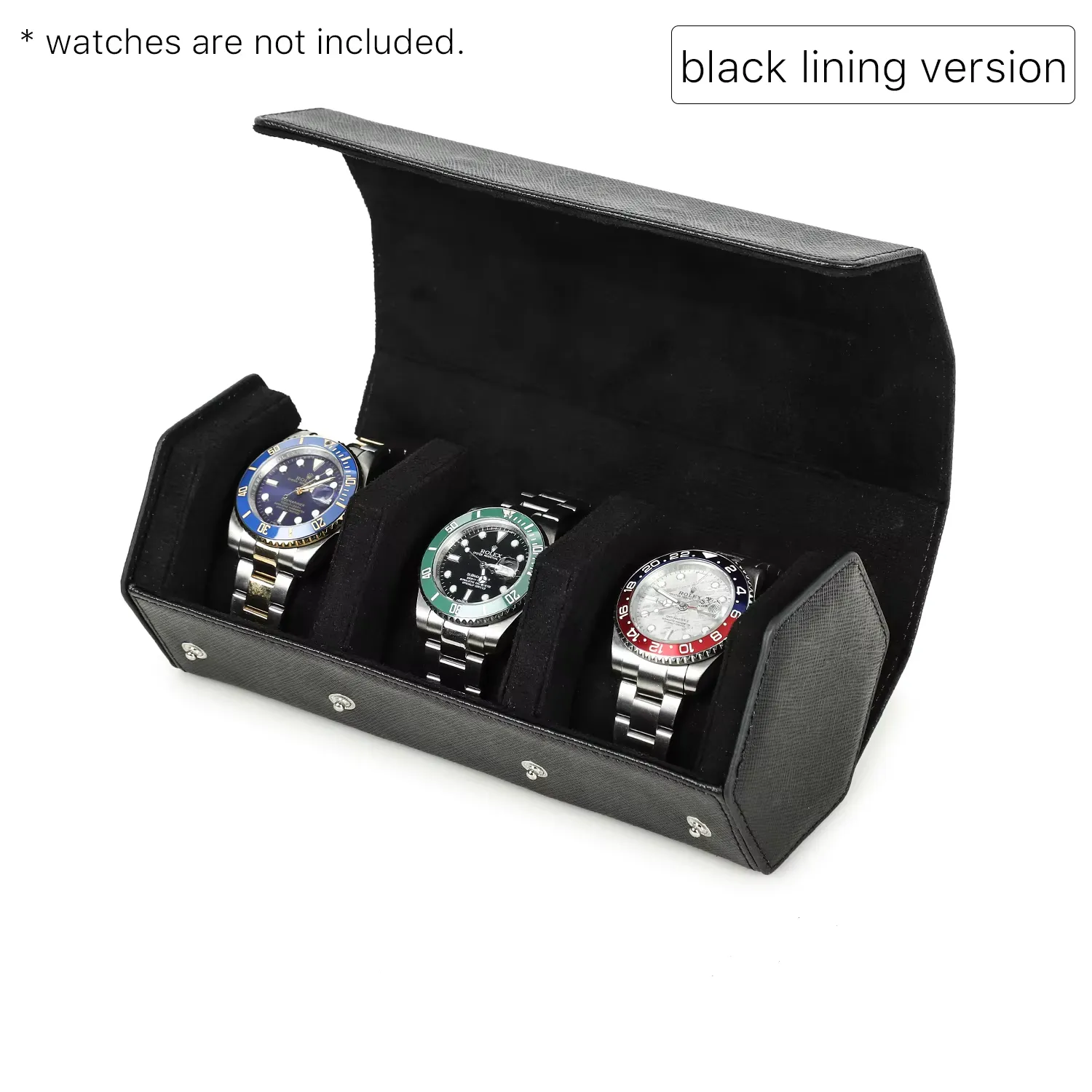 Men's Genuine Leather 3-Slot Watch Display Organizer