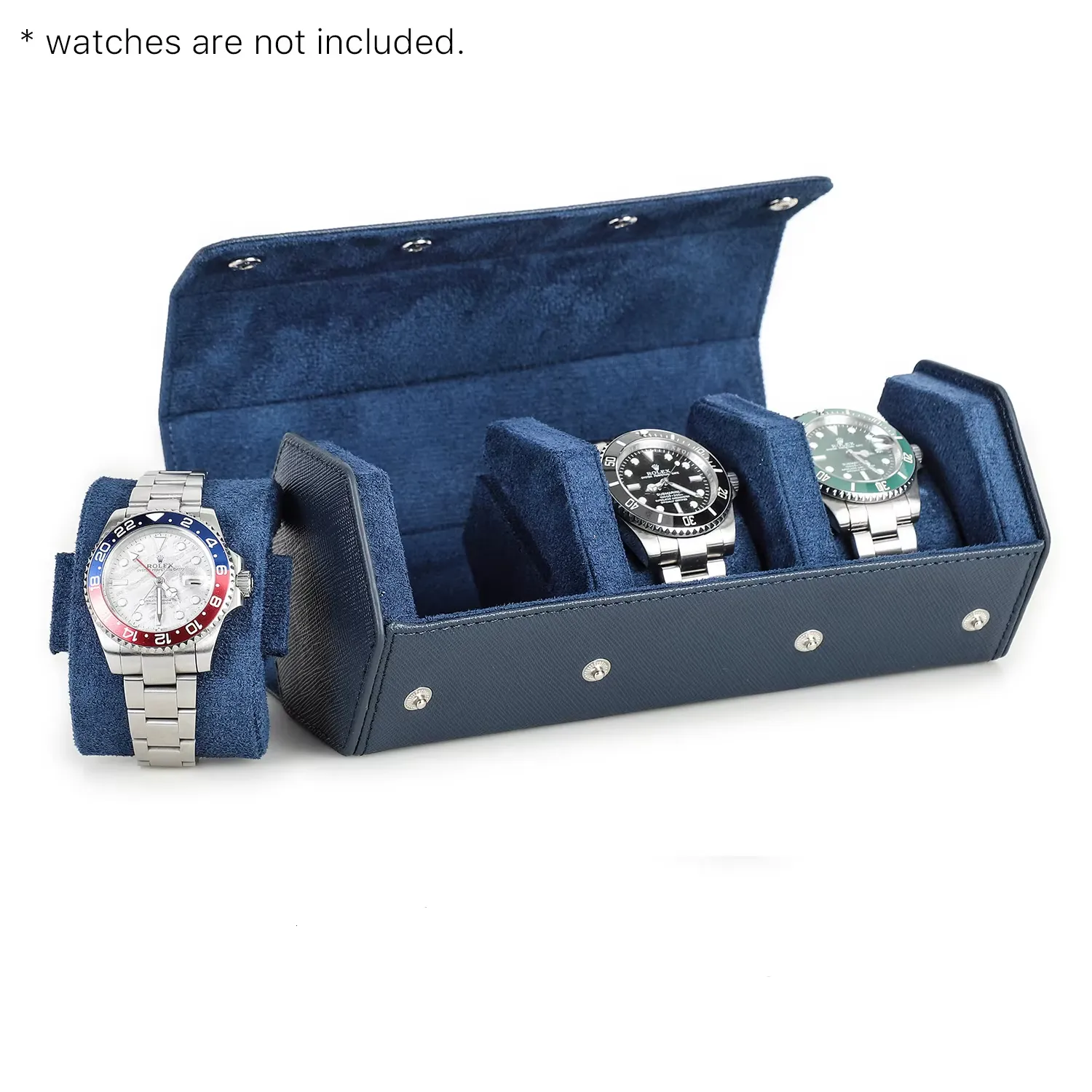 Men's Genuine Leather 3-Slot Watch Display Organizer