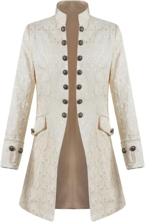 Men's Gothic Coat Renaissance Victorian Medieval Standing Collar Court Clothing Standing Collar Retro Slim Jackets