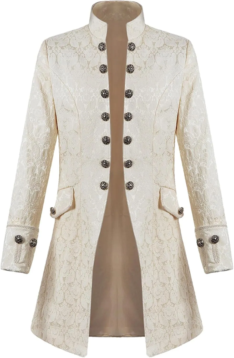Men's Gothic Coat Renaissance Victorian Medieval Standing Collar Court Clothing Standing Collar Retro Slim Jackets