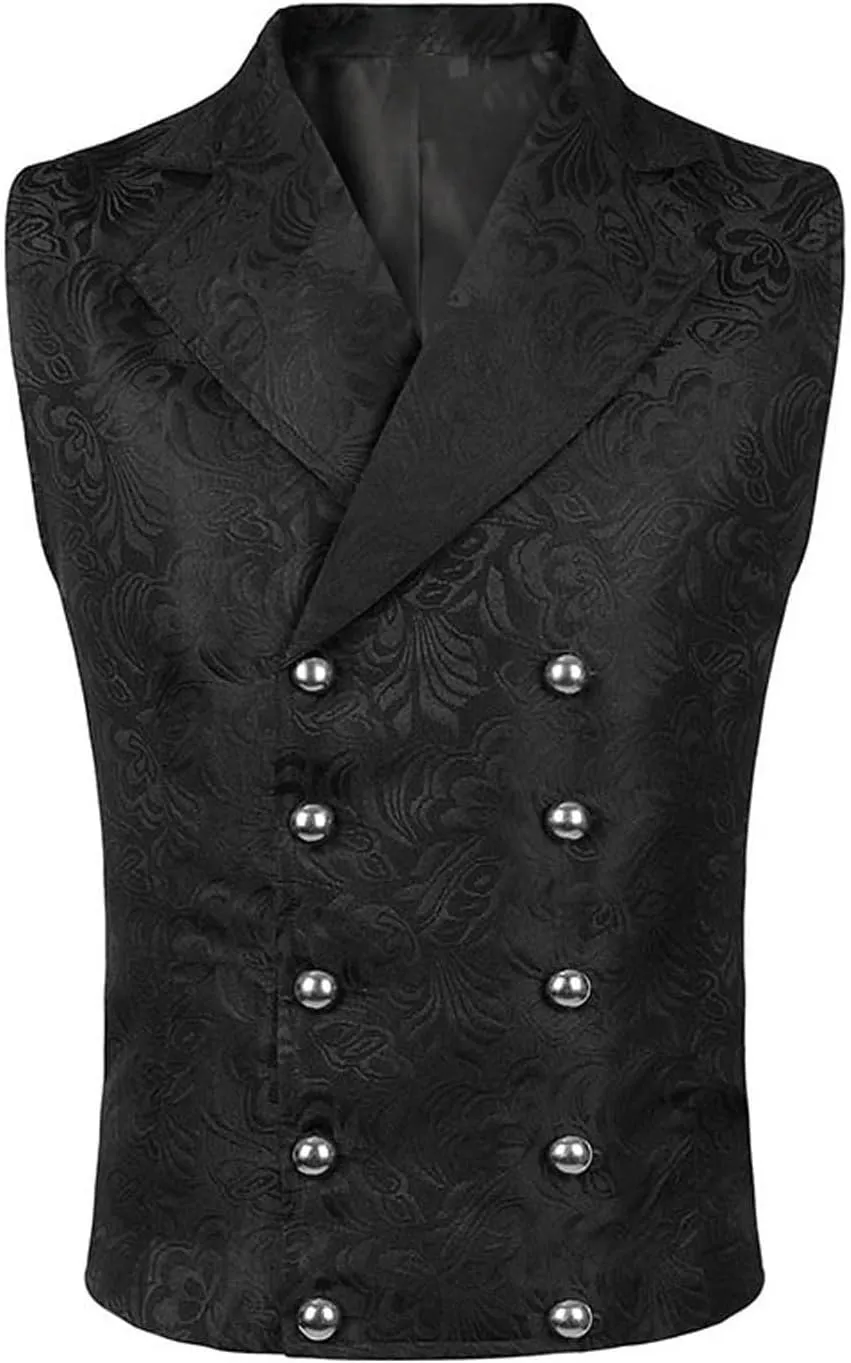 Men's Gothic Jackets Court Jacquard Tuxedo Slim Vintage Coats Victorian Steampunk Overcoat Halloween Party Outerwear
