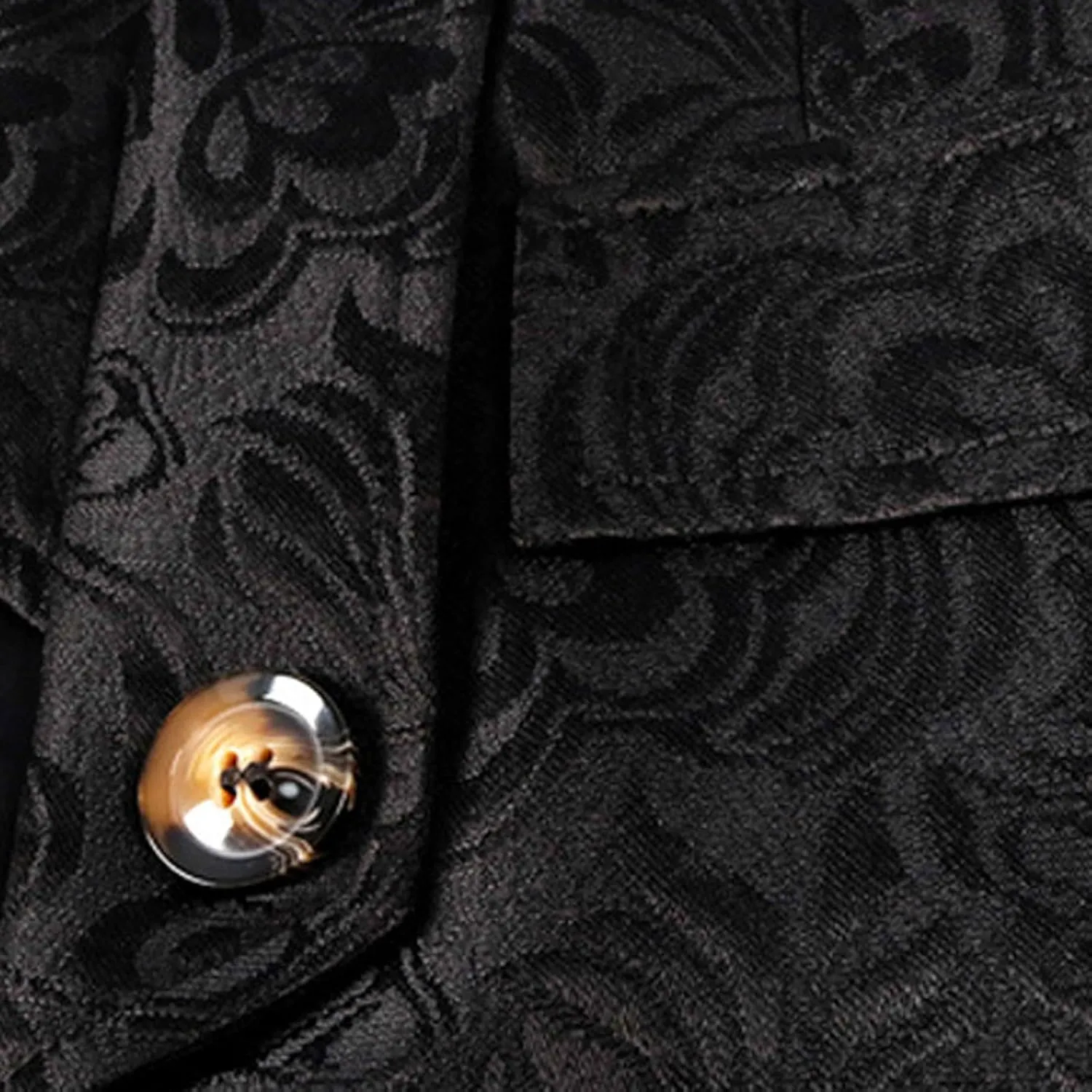 Men's Gothic Jacquard Tailcoat Button Medieval Splicing Tuxedo Coat Standing Collar Court Uniform Victorian Costume