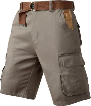 Mens Lightweight Cargo Shorts Multi Pockets Cotton Twill Utility Work Shorts Knee Length Combat Sports Hiking Shorts