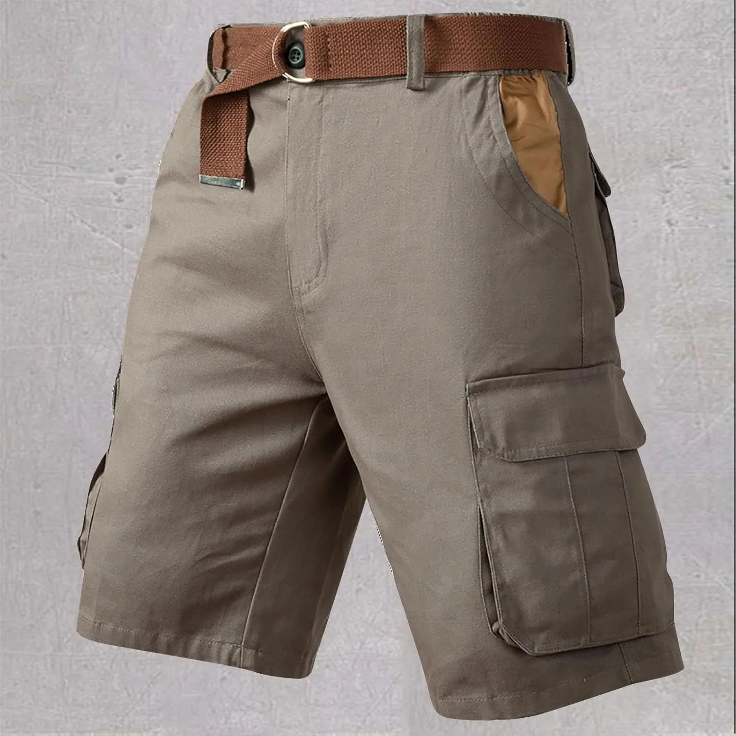 Mens Lightweight Cargo Shorts Multi Pockets Cotton Twill Utility Work Shorts Knee Length Combat Sports Hiking Shorts