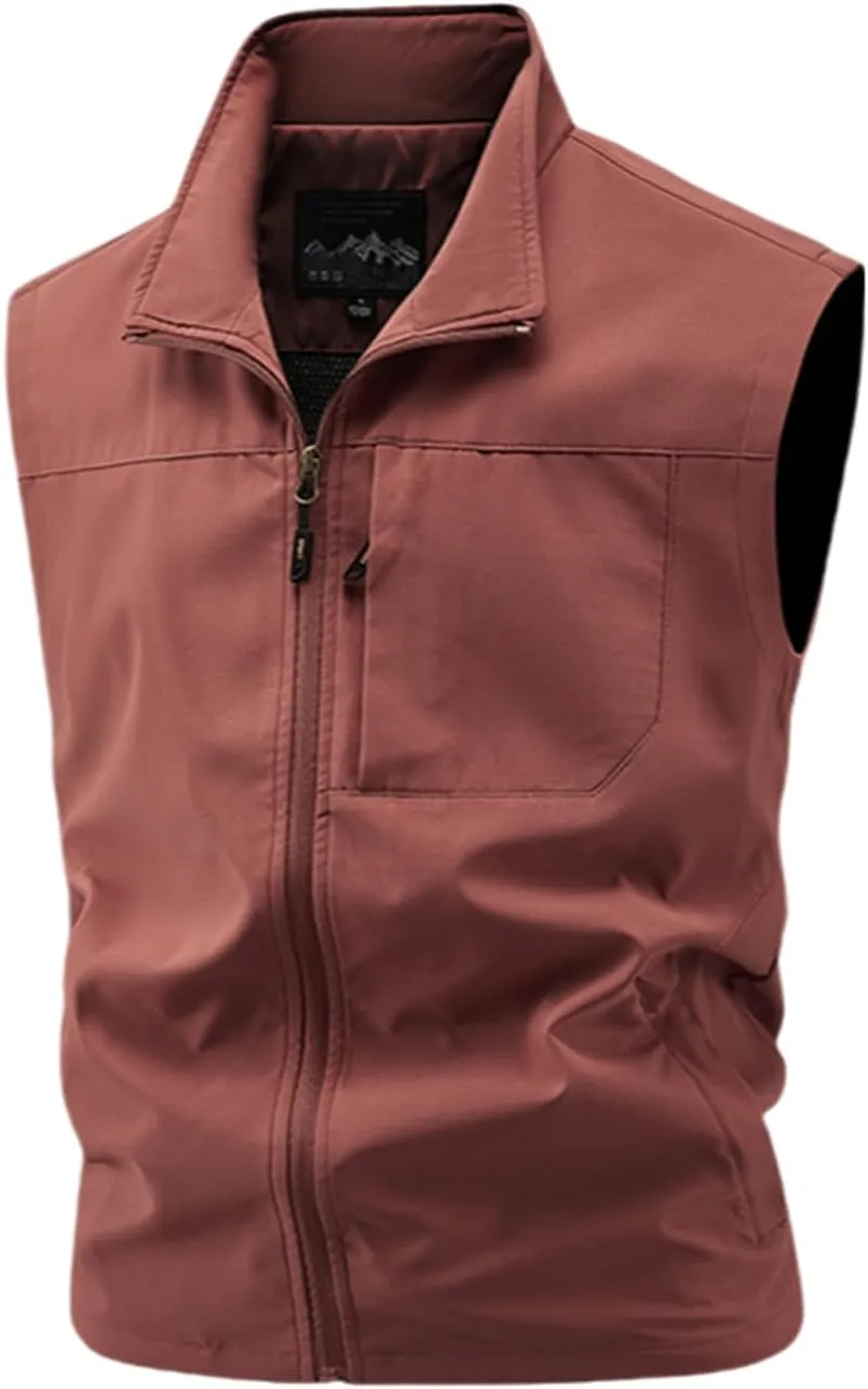 Men's Sleeveless Safari Travel Cargo Vest with Pockets Casual Utility Outdoors Travel Sports Work Fishing Vest