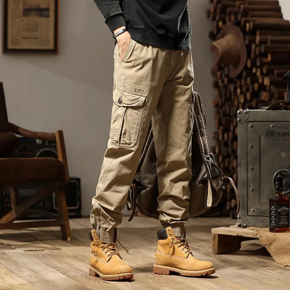 Men's Tactical Cargo Pants Cotton Regular Fit Multi Pockets Work Pants
