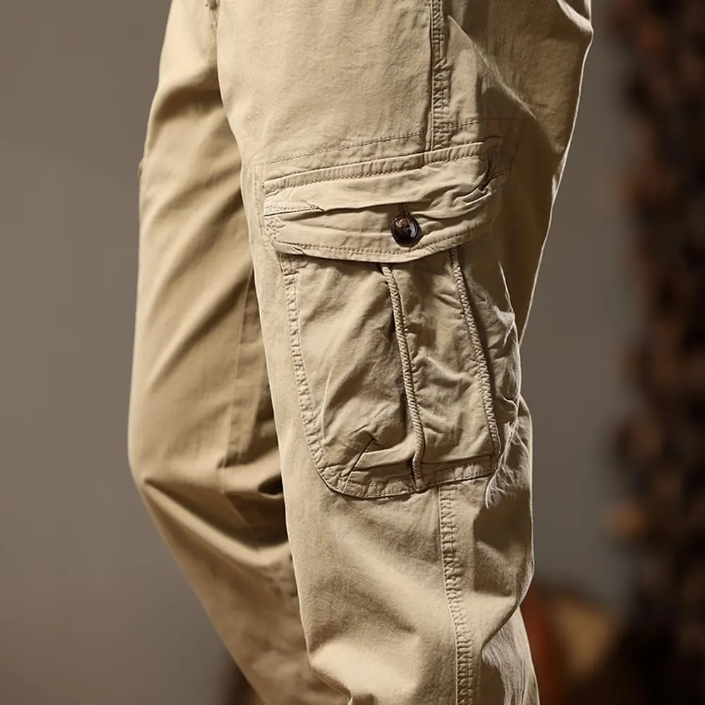 Men's Tactical Cargo Pants Cotton Regular Fit Multi Pockets Work Pants