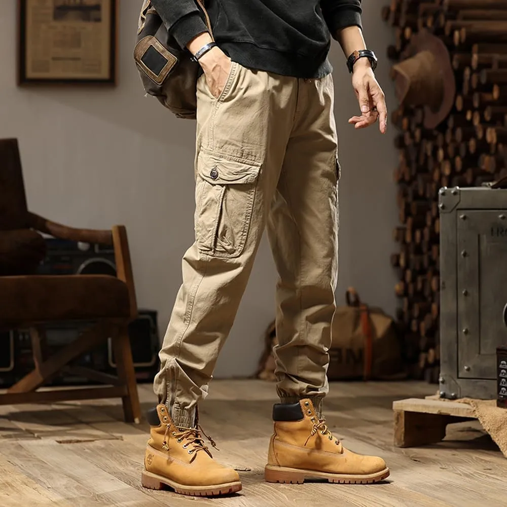 Men's Tactical Cargo Pants Cotton Regular Fit Multi Pockets Work Pants