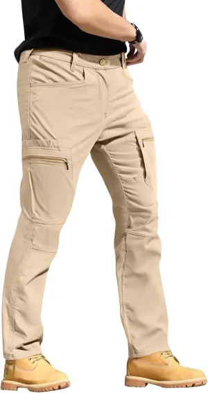 Mens Tactical Work Cargo Pants Waterproof Ripstop Stretch Quick Dry Pants Relaxed Fit Utility Outdoor Apparel