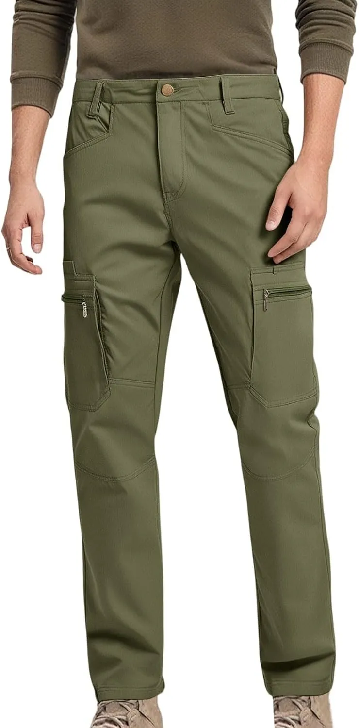 Mens Tactical Work Cargo Pants Waterproof Ripstop Stretch Quick Dry Pants Relaxed Fit Utility Outdoor Apparel