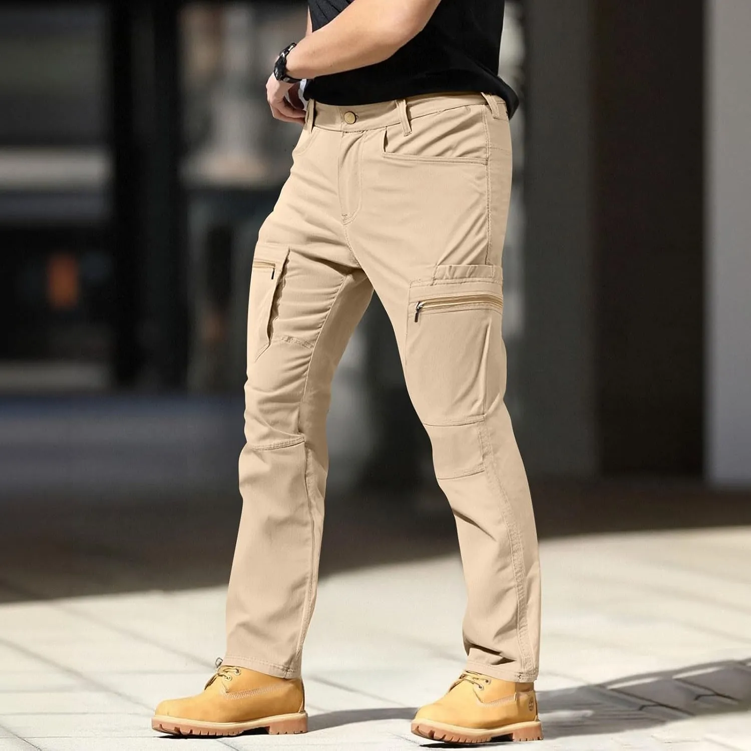 Mens Tactical Work Cargo Pants Waterproof Ripstop Stretch Quick Dry Pants Relaxed Fit Utility Outdoor Apparel