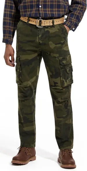 Men's Twill Slim-Fit Cargo Hiking Pants Stretch Cotton Casual Outdoor Tactical Utility Work Military Combat Pants