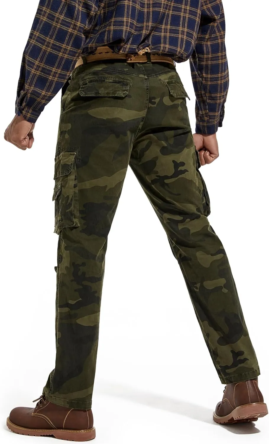 Men's Twill Slim-Fit Cargo Hiking Pants Stretch Cotton Casual Outdoor Tactical Utility Work Military Combat Pants
