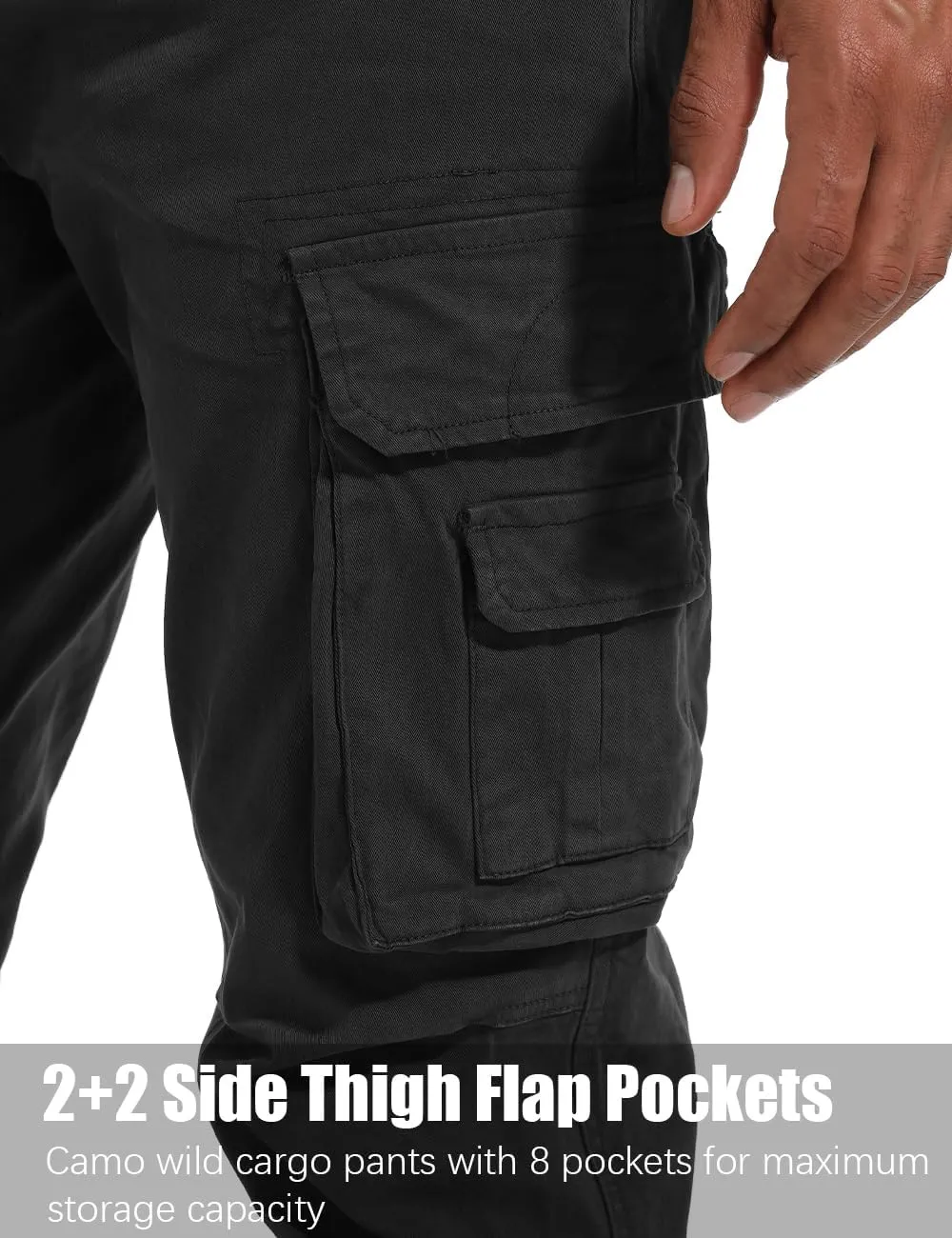 Men's Twill Slim-Fit Cargo Hiking Pants Stretch Cotton Casual Outdoor Tactical Utility Work Military Combat Pants